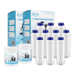 Delonghi 2-Phasen Komplett-Pflegepaket Groß – Wasserfilter, Reinigung & Entkalkungstabletten