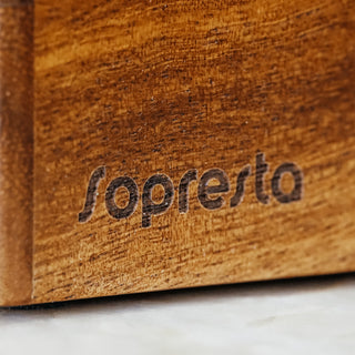 Sopresta Premium 54mm All-in-One Knockbox und Tamperstation für Sage aus Walnuss