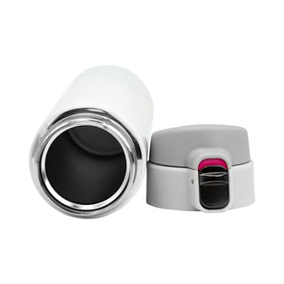 Sopresta Dobbeltvægget Termoflaske i Rustfrit stål - 450 ml i hvid med låg ved siden af