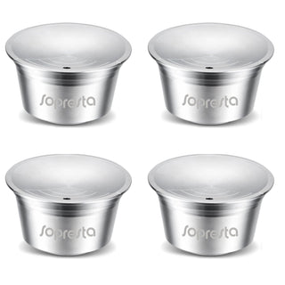 Sopresta Genanvendelig Kaffekapsel i Stål til Dolce Gusto - 4 ved siden af hinanden