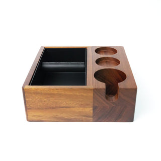 Sopresta Premium 58mm Alt-i-en Knock box og Tamping Station i Valnød